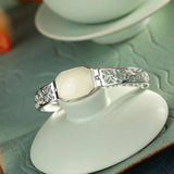 925 Sterling Silver Natural Hetian Jade Bracelet for Women