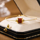 S925 Red Agate Bracelet Adjustable Hand