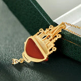 S925 Silver South Red Agate Castle Women's Ornament