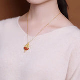 S925 Silver South Red Agate Castle Women's Ornament