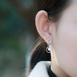 925 Silver Topaz Drop Interlocking Earrings for Women