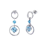 925 Silver Topaz Drop Interlocking Earrings for Women