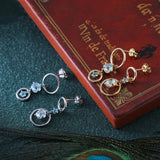 925 Silver Topaz Drop Interlocking Earrings for Women