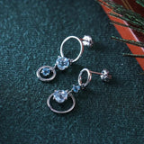 925 Silver Topaz Drop Interlocking Earrings for Women