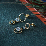 925 Silver Topaz Drop Interlocking Earrings for Women