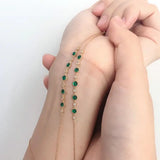 925 Silver Diamond Candy Beans Bracelet Emerald & Diamond Bright Green