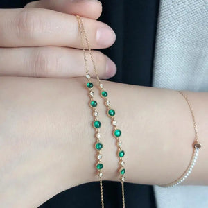 925 Silver Diamond Candy Beans Bracelet Emerald & Diamond Bright Green