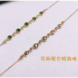 S925 Sterling Silver Diamond Candy Beans Bracelet with Natural Emerald
