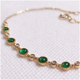 925 Silver Diamond Candy Beans Bracelet Emerald & Diamond Bright Green