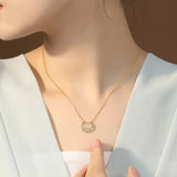 S925 Silver Inlaid Jade Moon Pendant Necklace