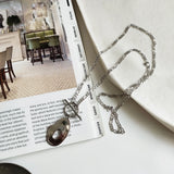 S925 Silver Geometric Pendant Chain Necklace for Women