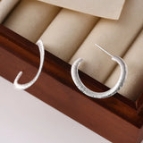 S925 Silver Stud Earrings Small Scrub C Earrings Women's