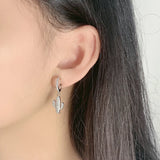 S925 Silver Cactus Plant Earrings with Diamonds
