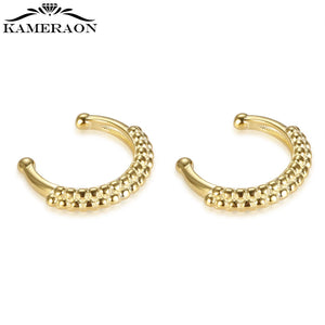 S925 Silver Circle Beaded Clip Earrings No Piercing Women