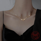 S925 Angel Wings Necklace Bracelet Zircon Ring Set