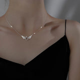 S925 Angel Wings Necklace Bracelet Zircon Ring Set