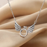 S925 Angel Wings Necklace Bracelet Zircon Ring Set