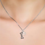Sterling Silver Dog Paw Print Pendant Bone Necklace