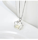 S925 Sterling Silver Dog Paw Necklace Puppy Pendant