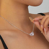 S925 Sterling Silver Love Heart Pendant Necklace Crystal Glass Women's Jewelry