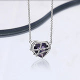 S925 Sterling Silver Love Heart Pendant Necklace Crystal Glass Women's Jewelry