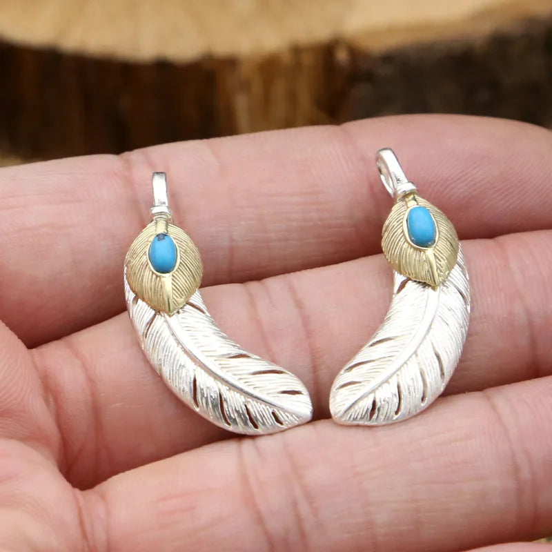 S925 Sterling Silver Takahashi Goro Feather Pendant