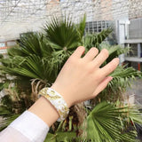S925 Silver Ladies Bracelet, Ethnic Style Wide Face Open Rose Solid Bracelet