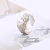 S925 Sterling Silver Natural Pearl Ring Fittings Adjustable DIY