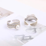 S925 Sterling Silver Natural Pearl Ring Fittings Adjustable DIY