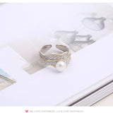 S925 Sterling Silver Natural Pearl Ring Fittings Adjustable DIY