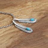 S925 Sterling Silver Feather Pendants Retro Thai Silver Men And Women