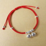 925 Silver Jingle Bells Red Bracelet Bangle Amulet