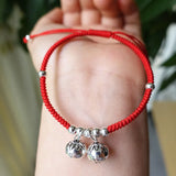 925 Silver Jingle Bells Red Bracelet Bangle Amulet