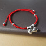 925 Silver Jingle Bells Red Bracelet Bangle Amulet