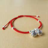 925 Silver Jingle Bells Red Bracelet Bangle Amulet