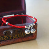 925 Silver Jingle Bells Red Bracelet Bangle Amulet