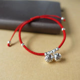 925 Silver Jingle Bells Red Bracelet Bangle Amulet