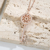 925 Silver Key Necklace with Zircon Inlay, Gift Jewelry