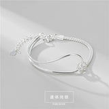 S925 Sterling Silver Korea Knot Bracelet Geometric Minimalist Hand Jewelry