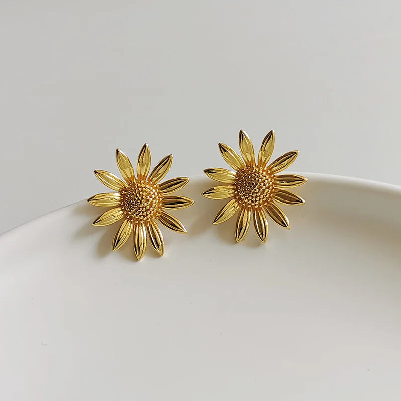 S925 Sunflower Earrings for Women Wedding