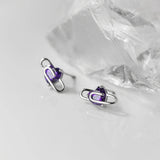 925 Silver Crystal Heart Paperclip Stud Earrings Wedding Jewelry Gift