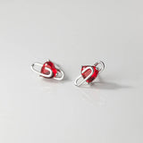 925 Silver Crystal Heart Paperclip Stud Earrings Wedding Jewelry Gift