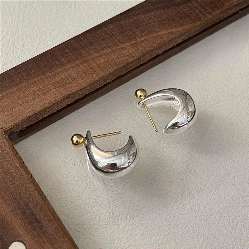 S925 Silver Blogger Separation Arc Earrings