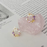 S925 Silver Zircon Flower Garland Leaf Women's Earrings