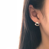 S925 Silver Zircon Flower Garland Leaf Women's Earrings