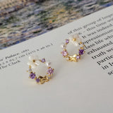 S925 Silver Zircon Flower Garland Leaf Women's Earrings