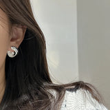 S925 Sterling Silver Pearl Texture Sense Earrings