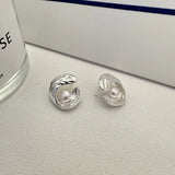 S925 Sterling Silver Pearl Texture Sense Earrings