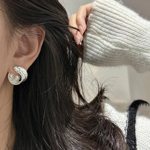 S925 Sterling Silver Pearl Texture Sense Earrings
