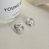 S925 Sterling Silver Pearl Texture Sense Earrings